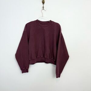 Madhappy Cropped Crewneck Sweatshirt Burgundy Cotton Size L